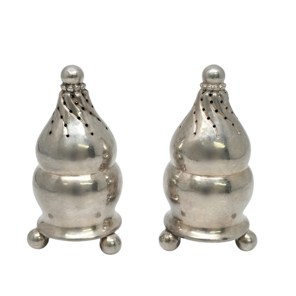 Georg Jensen Denmark Sterling Silver Salt and Pepper Shakers 410 w/Mono #21183 - Picture 3 of 10